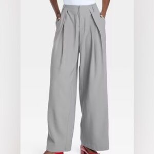 A NEW DAY Grey Wide Leg Pleated High Rise Trouser Size 12 NWT